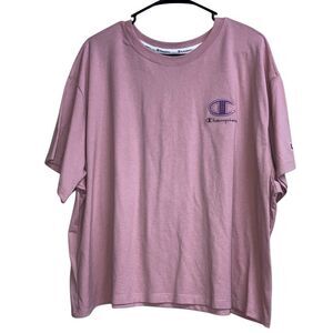 516. Champion pink beige embroidered crop tee 3X NWT